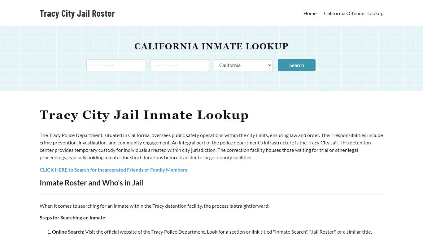 Tracy Police Department & City Jail, CA Inmate Roster, Arrests, Mugshots